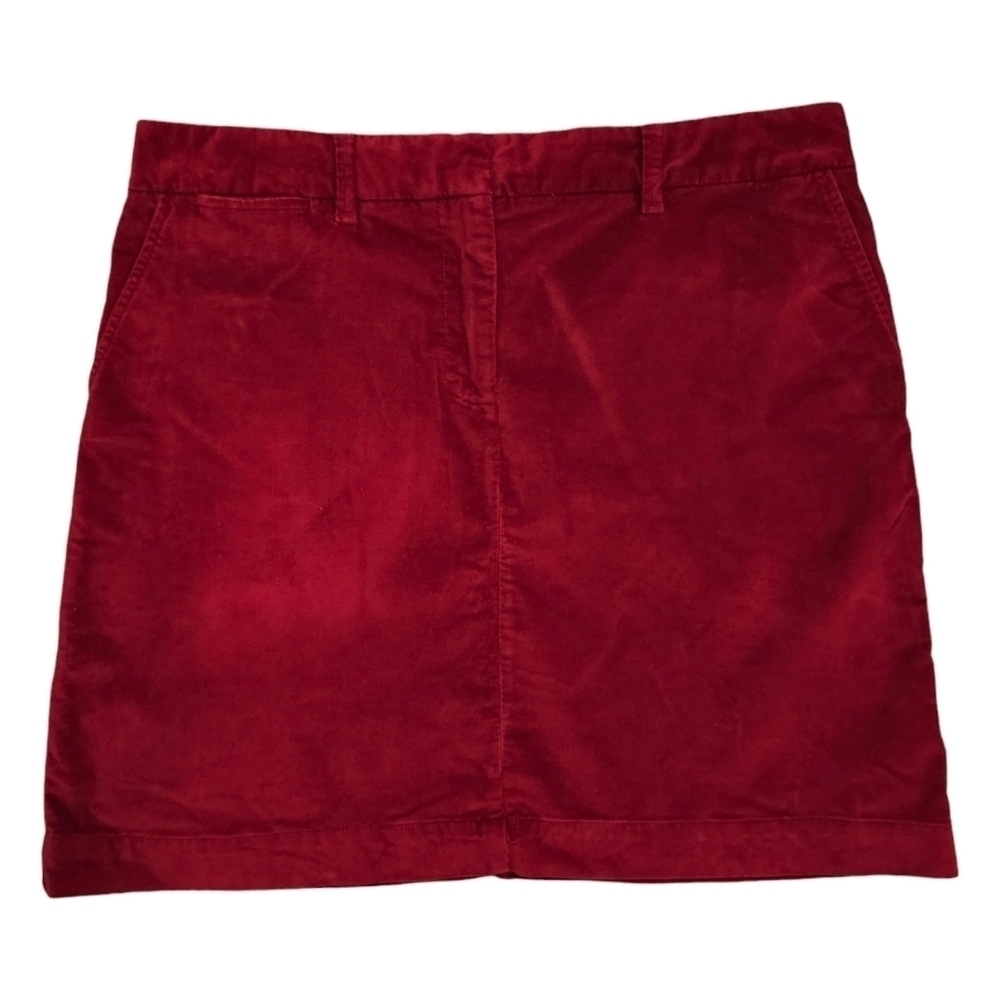 LL Bean Red Velour Veleteen Mini Skirt